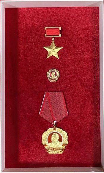 Медаль, Герой Социалистического Труда, и орден Георгия Димитрова.